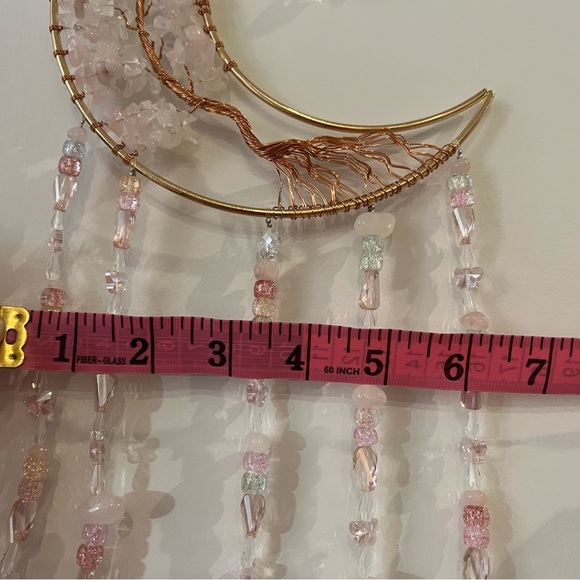 Rose quartz crystal sun catcher wall decor art beaded tree of life rocks pink π - Picture 12 of 13